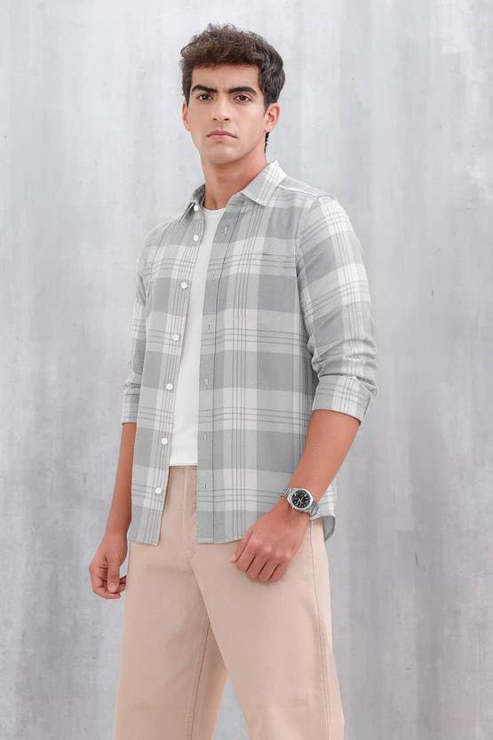 Image of S-LINE Men Full Sleeve Check Cotton Shirt /Shirt for Men