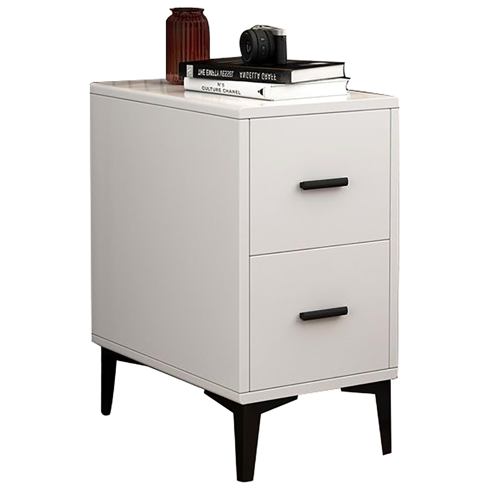 SXZenSpace White Nightstand 2 Drawer for Bedroom,Small Night Stand, Bedside Table Bedroom and Sofa Side (Color : Bianco, Size 35cm)