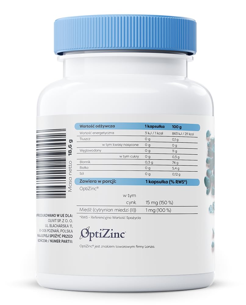 Osavi Cynk + Miedź, 15 mg + 1 mg – 60 wegańskich kapsułek | Organiczne chelaty cynku i cytrynian miedzi | Wspomaga układ odpornościowy i chroni komórki przed stresem oksydacyjnym