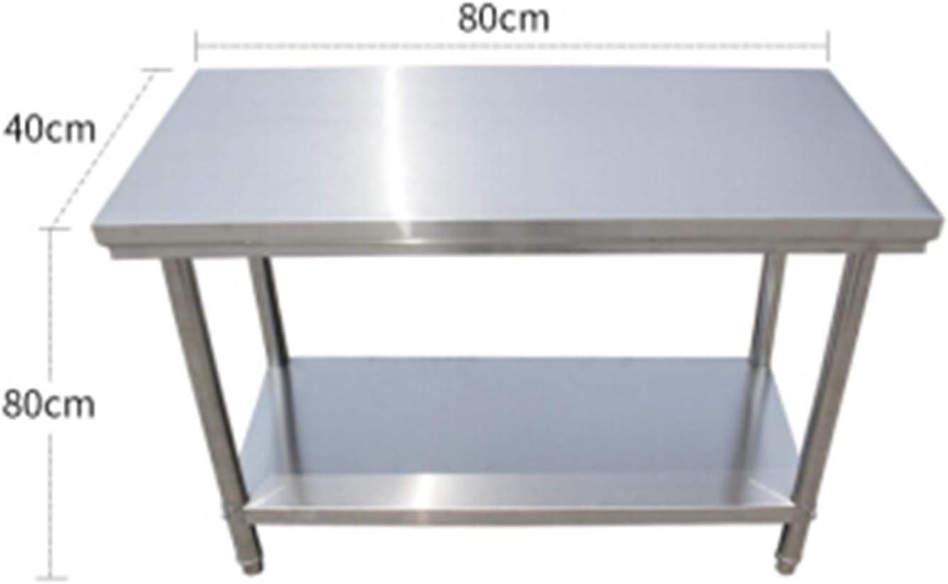 Stainless Steel Workbench Commercial Storage Workbench Two-Tier Load 300kg Balcony Storage Workbench for Kitchen Hotel Household