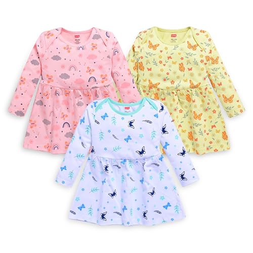 Image of LuvLap Girl's Cotton A-Line Knee-Length F /S Frock (LLAMZGR0140 Multicilour 3 6 to 12 Months, Size L)