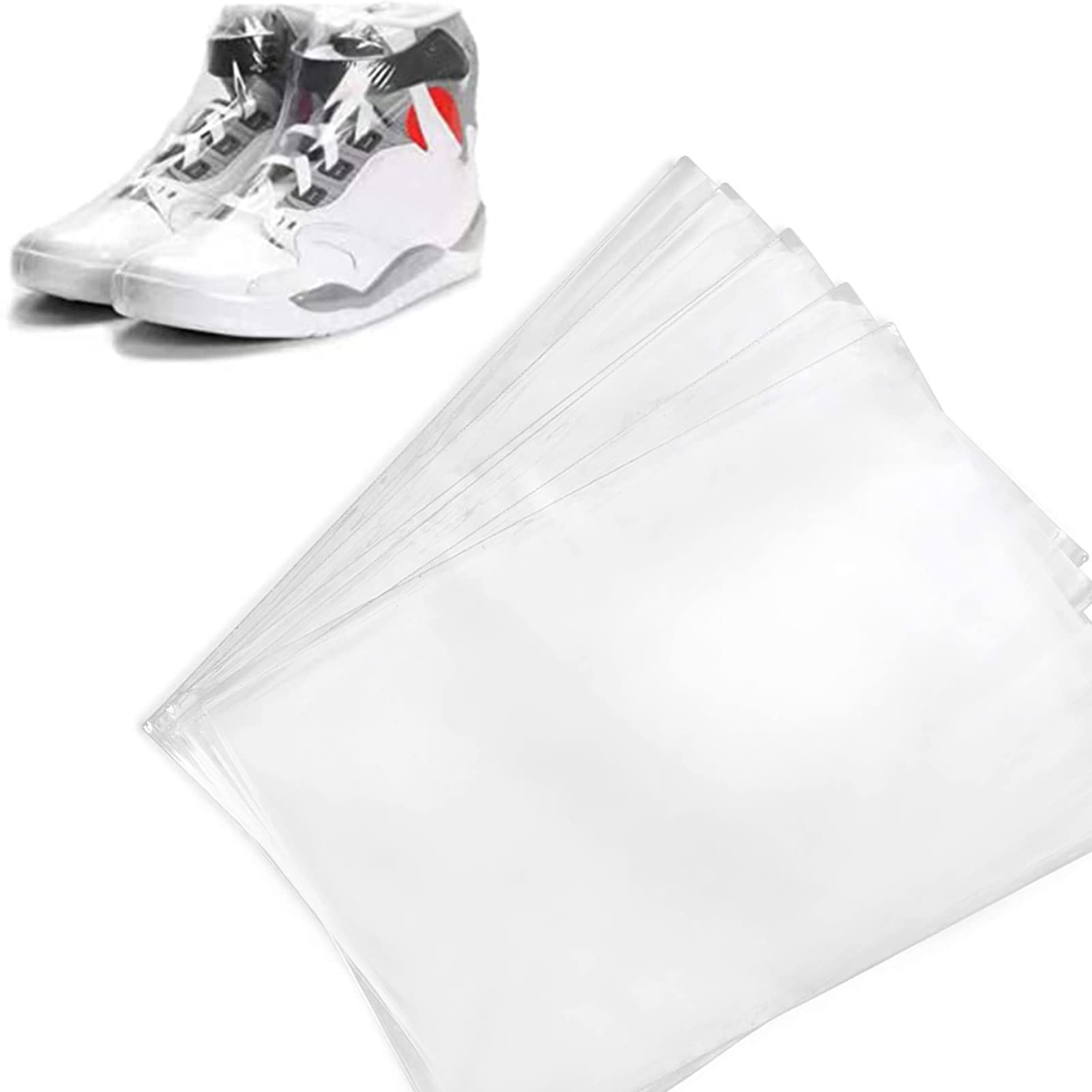 MOCIUN Lot de 100 sacs thermorétractables en film plastique PVC transparent pour chaussures, grands sacs rétractables pour baskets (25,4 x 40,7 cm)