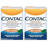 Contac Cold & Flu Medicine, Powerful, Multi-Symptom Relief, Pain, Fever, Sore Throat, Body Aches, Sneezing, Runny Nose & Cough, Flu & Cold Medicine for Adults & Kids 12+, 24 Count Liquid Gels, 2 Pack