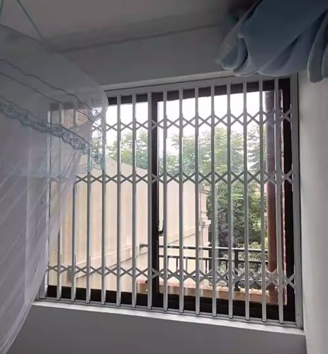 Barras de seguridad para ventanas, barandilla de seguridad para balcón con cerradura para prevención de robos y seguridad de mascotas y niños, diseño de empuje y tracción