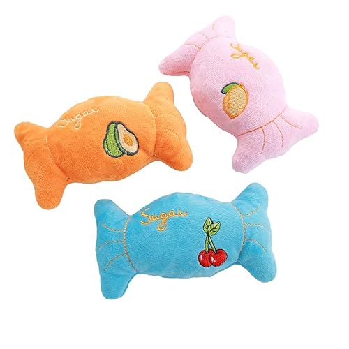 DAFORERAL Bonbon Plüsch-Hundespielzeug, 3 Stück