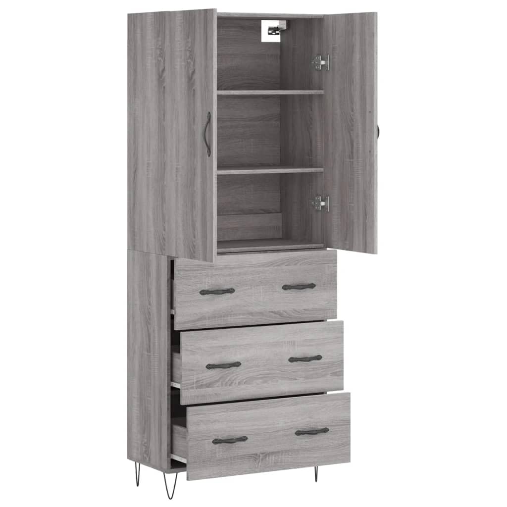 Accueil-Armoires et rangement, buffets et buffets, haut-board gris Sonoma 69,5 x 34 x 180 cm en bois d'ingénierie