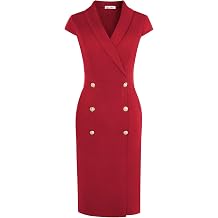 GRACE KARIN Women Work Bodycon Dresses 2026,Business Office Midi Cap Sleeve Button Pencil Formal Outfits with Pockets