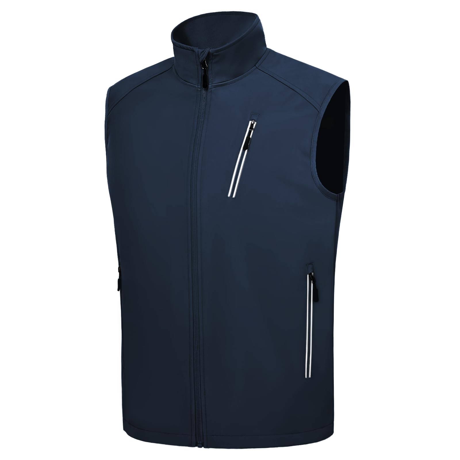 Men's Lightweight Golf Vest Windproof Softshell Vests Outerwear Multi-Pockets Zip Up Sleeveless Jacket