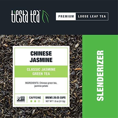 Tiesta Tea - Chinese Jasmine, Loose Leaf Classic Jasmine Green Tea, Medium Caffeine, Hot & Iced Tea, 1.8 Oz Pouch - 25 Cups, Natural, Diet Support, Green Tea Loose Leaf #TOP1
