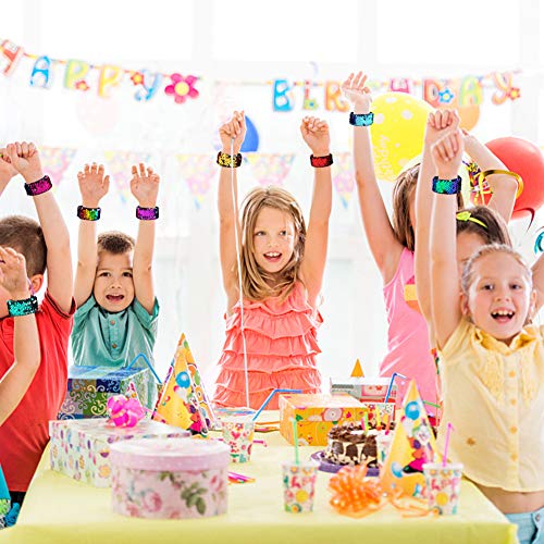 image for VGOODALL 24pcs Slap Bracelet,Kids Squin Bracelet Mermaid Bracelet Flip