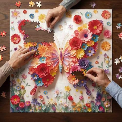 Rompecabezas pickinjoy para adultos de 1000 piezas - Diseño de mariposa con flores miniatura 2