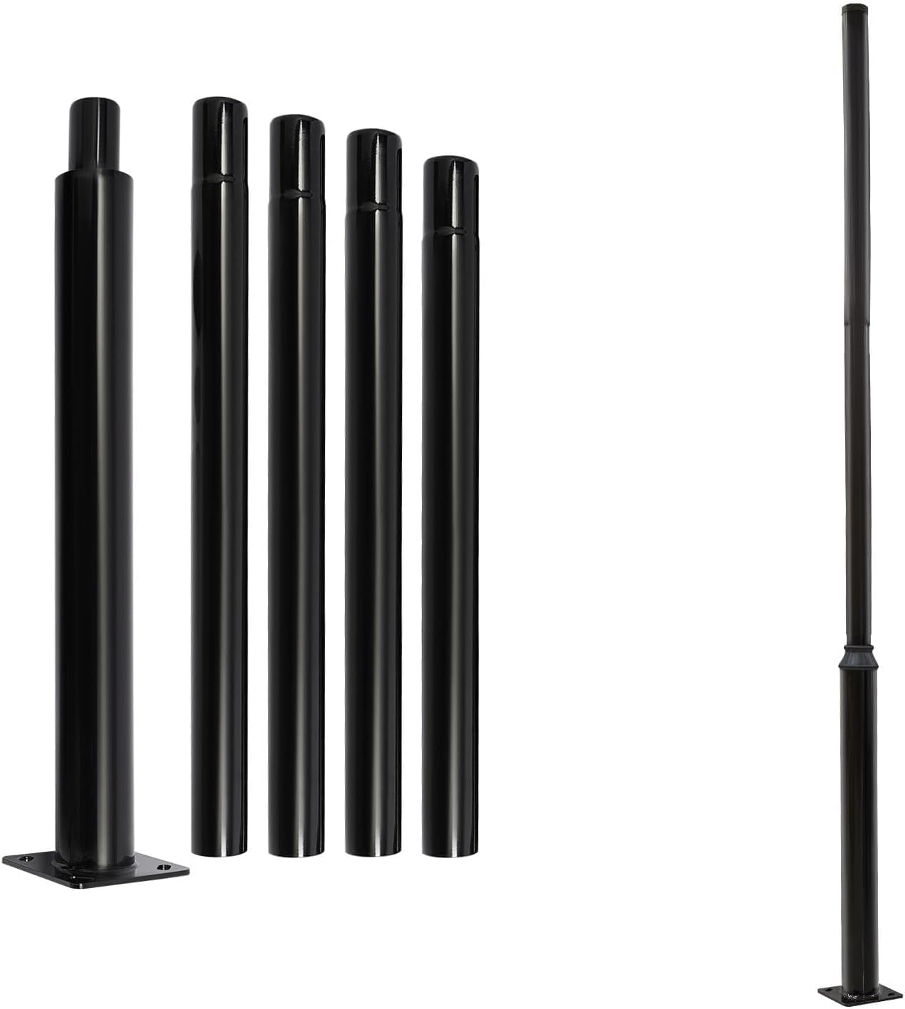 Street Light Pole 16FT Tall Outdoor Adjustable Metal Street Lamp Post, Outdoor Large Solar Street Lights for Parking Lot, Patio, Street, Backyard, Exterior House (16FT 114+76mm)