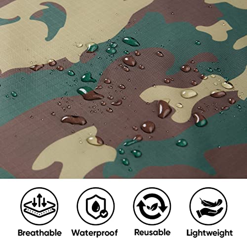 Image of PTEROMY Hooded Rain Poncho for Adult, Waterproof Lightweight Unisex Raincoat for Hiking Camping Emergency
