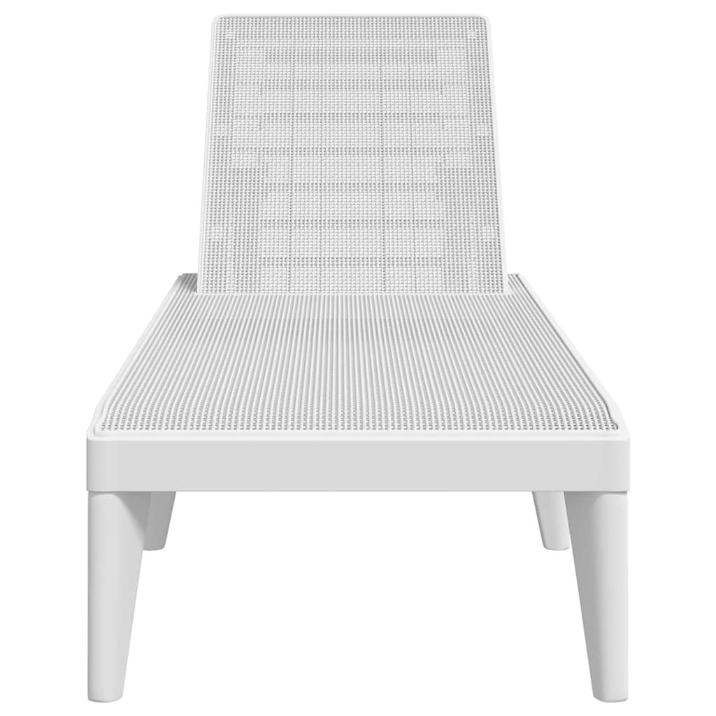 SYDE Leżanka PP biała 186 x 60 x 29 cm | Oparcie rozkładane w 4 pozycjach, wykończenie jutowe, lekkie, odporne na promieniowanie UV, bez poduszki