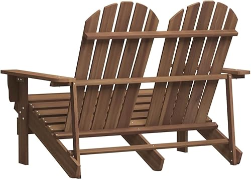 Miniatura 5 de Garden Chair Brown Solid Fir Wood, 2-Seater Adirondack Outdoor Patio Chair, Weather-Resistant Lawn Seating for Deck, Porch, and Balcony Outdoor