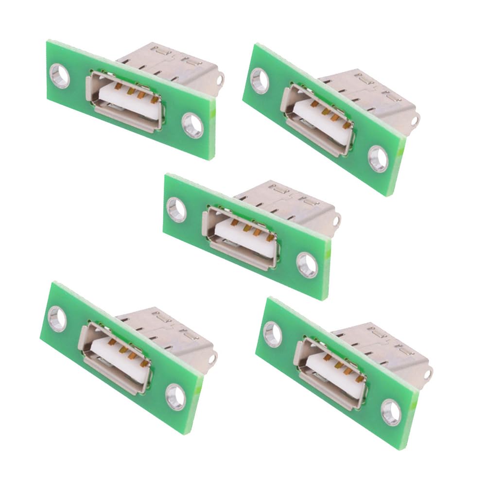 xiwai 5pcs USB Type-A Female DIY OEM Socket Connector with Panel Mount USB 2.0 480Mbps Data Solder Type Replacement