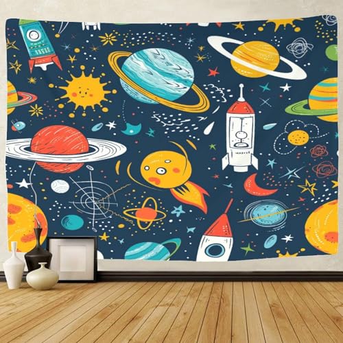 Tenture murale galaxie 3D en polyester doux lavable grand format