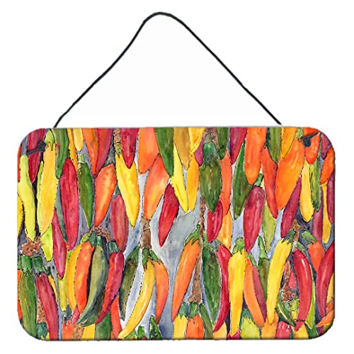 Caroline's Treasures 8893DS812 Hot Peppers Wall or Door Hanging Prints Aluminum Metal Sign Kitchen Wall Bar Bathroom Plaque Home Decor, 8x12, Multicolor