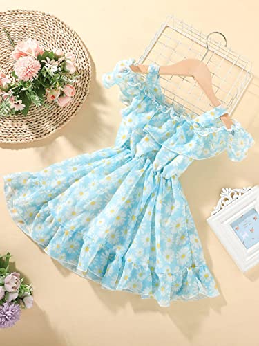 Image of Buy & Try Girls Summer Lightweight Georgette Floral Printed Frock Dress, Sleeveless Princess for Baby Girls, Stylish Fancy Kids Party & Casual Outfit