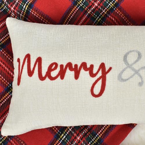 Merry & Bright Christmas Burlap Pillow – Farmhouse Holiday Decor - Image 8