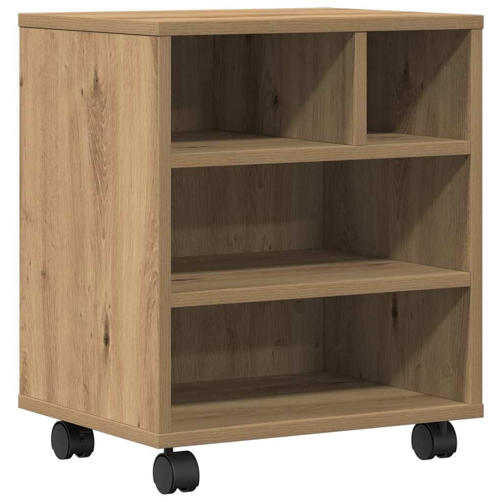 Tomostar Support d'Imprimante avec roulettes, Caisson de Bureau Support Imprimante Chariot Mobile Meuble Imprimante Bureau chêne Artisanal 41 x 32 x 48 cm