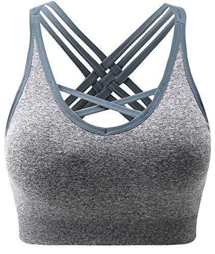 ANGOOL Bras de Yoga, Soutien- gorge de sport pour la gymnastique et yoga pour Femmes Grand Gris Cover
