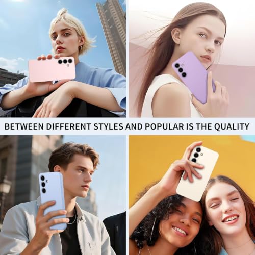 Image of Elzzi Compatible with Samsung A34 5G Back Cover with Upgraded Square Edges for Camera Protection Shockproof Flexible Matte Liquid Silicone Mobile Phone Case (Purple.)