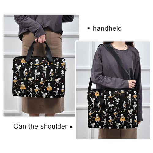 Bolso para laptop de 16 pulgadas resistente con correa ajustable y estampado de esqueletos 2