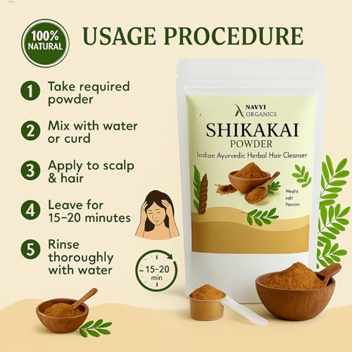 Image of Shikakai Powder 250g, Indian Ayurvedic Herbal Hair Cleanser, 100% Organic and Sustainable