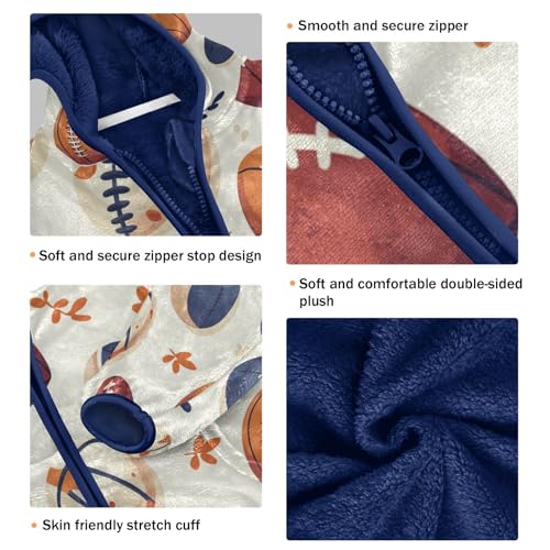 American Football Baseball Pattern Toddler Fleece Jacket Girl Boys Hooded Fleece Jacket Coat3
