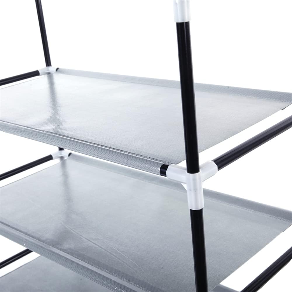 63" The Large Shoe Rack with dust Cover Shoe Rack with Covers on The 10-Floor Non-Woven Shoe Cabinet is Used for Closet, Bedroom and Garage, (Black)