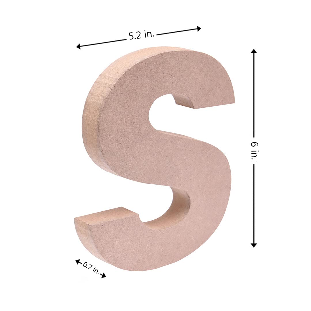 Little Birdie MDF Alphabet - S, 5.2inch X 6inch | Big Size MDF Alphabets for Art and Craft | MDF Cutouts for Lippan Art, Resin Art, Wall Decoration, DIY Craft, Painting | MDF Wooden Alphabet Letters 1