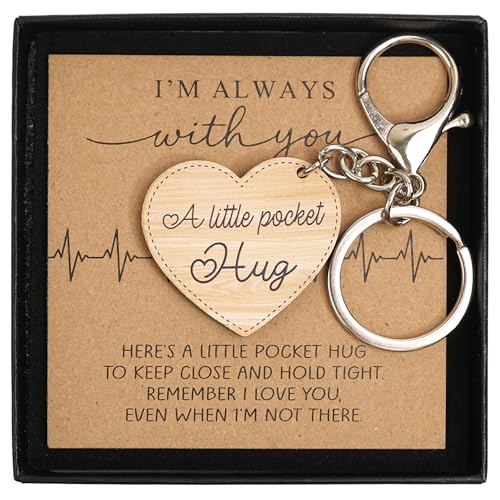 KATINAT A Little Pocket Hug Keychain, Wood Pocket Hugs Heart with Card Box, Boyfriend...
