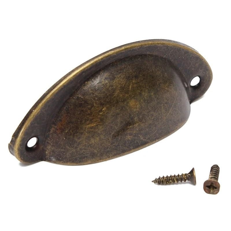 Maniglie for armadietti a conchiglia retrò in ottone antico da 20 pezzi(Brushed Green Bronze)