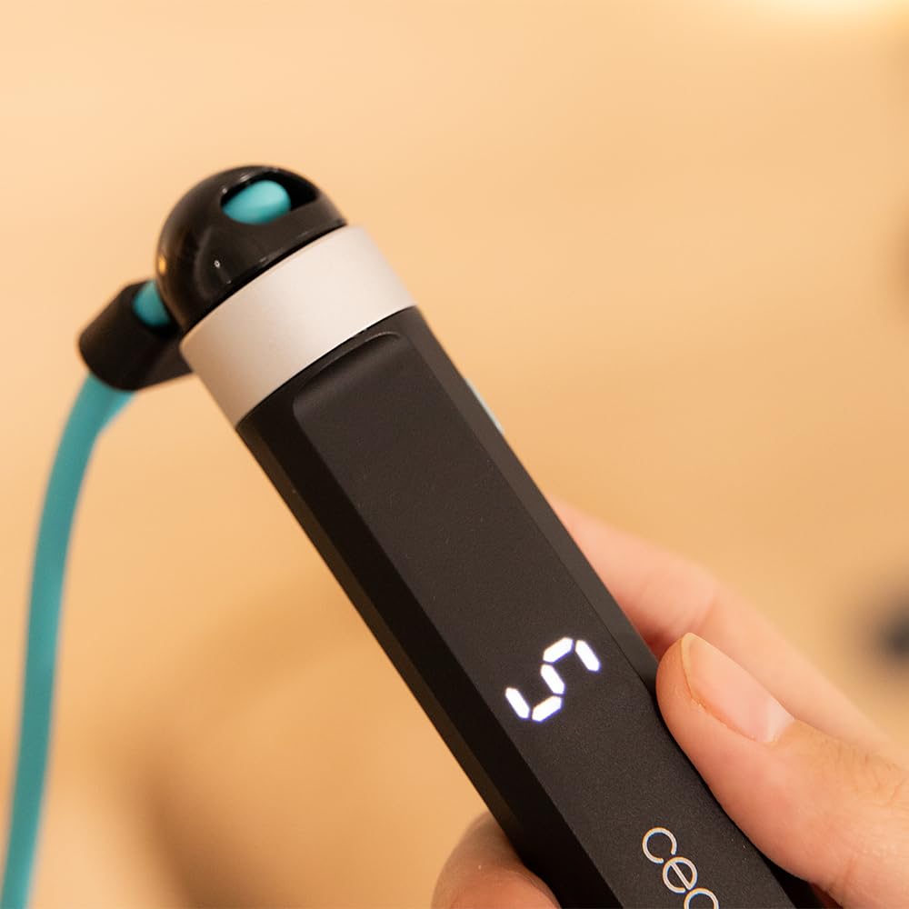 Cecotec Skakanka SmartComba 3000 Connected, regulowana 2 w 1, szybki obrót o 360º, 2 linki o długości 30 cm, połączenie z aplikacją, łącznie z linką PCW o długości 3 m, 3 tryby, wyświetlacz LED