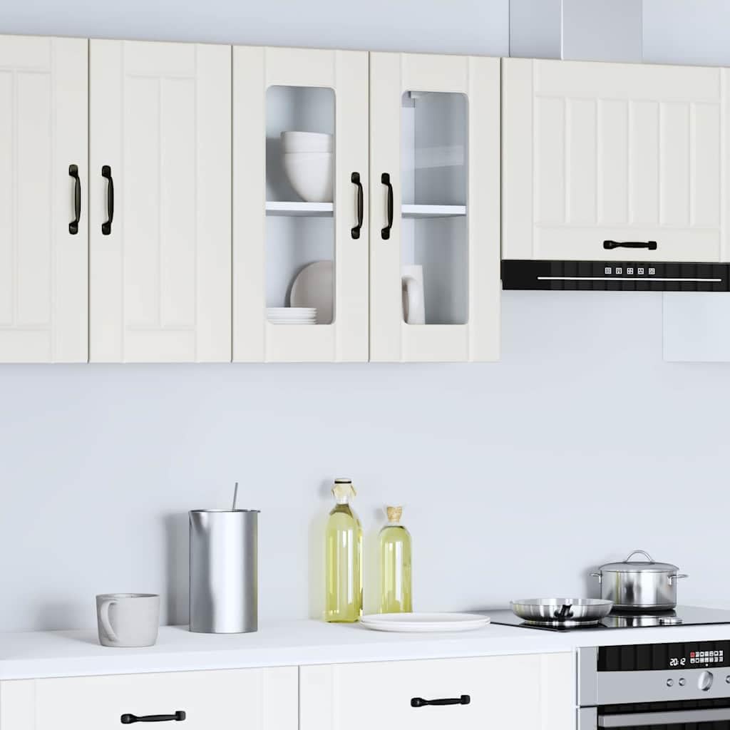 vidaXL Pensile da Cucina con Porta in Vetro Lucca Bianco Truciolato, armadietto pensile Cucina, pensile per Parete Cucina, pensile Cucina a Parete
