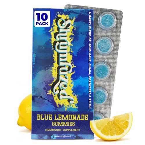 Shrumfuzed Mushroom Gummies | Nootropic Mushroom Supplement with Lion's Mane, Reishi, Cordyceps & Chaga | 10 Count, Blue Lemonade