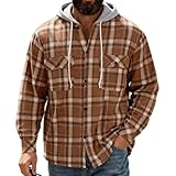 seiveini Hemd Herren Kariertes Flanellhemd mit Kapuzen Langarm Freizeithemd Männer Karohemd Vintage...