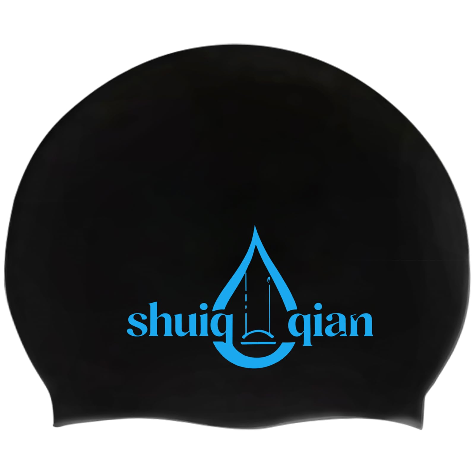 Silicone Swim Cap, Shuiqiuqian Colorful and Comfortable Swimming Cap for Women & Men, Waterproof for Training Pool & Beach, Assorted Colors Available (Black)