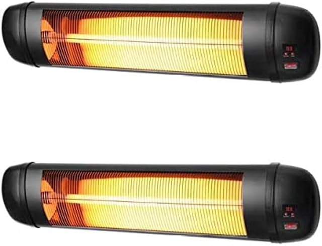 Heatlab Set of 2 - 2kW Adjustable Garden Indoor Outdoor Wall Mounted Patio Heater with Remote Control (2)
