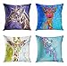 Lot de 4 Housse de Coussin Peinture Girafe réticulée Afrique tachetée Nature Sauvage Mignon coloré décoratif Housse de Coussin décor à la Maison carré 45x45cm Housse de Coussin