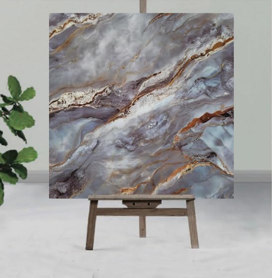 Design Studio Marble UV Panels, Blue UV Marble Sheets, self Adhesive Wall Tile (60cmx60cm) Marble Look Wall Panels for Homes and Offices, self Adhesive Wallpaper