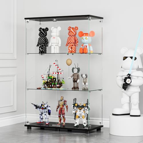 MODCART Glass Display Cabinet with 3-Shelf Double Doors and Lock,