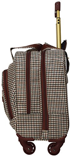 Nicole Miller New York Designer 17 Inch Carry On - Weekender Overnight Business Travel Luggage - Lightweight 4- Spinner Wheels Suitcase - Briefcase Rolling Bag for Women (Taylor Brown Plaid)