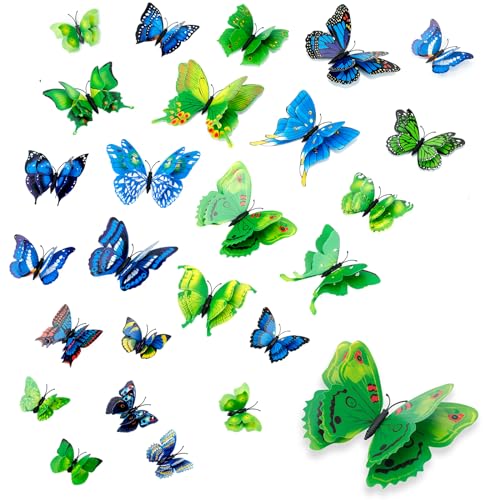 Decoraciones 3D de Mariposas para Pared, 24 Piezas miniatura 1