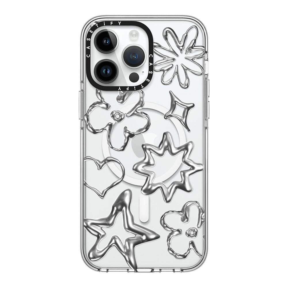 iPhoneアクセサリー CASETiFY Chrome Doodles iPhone 14 CASETiFY Clear Phone Case for iPhone 14 Pro Max - Chrome Doodles