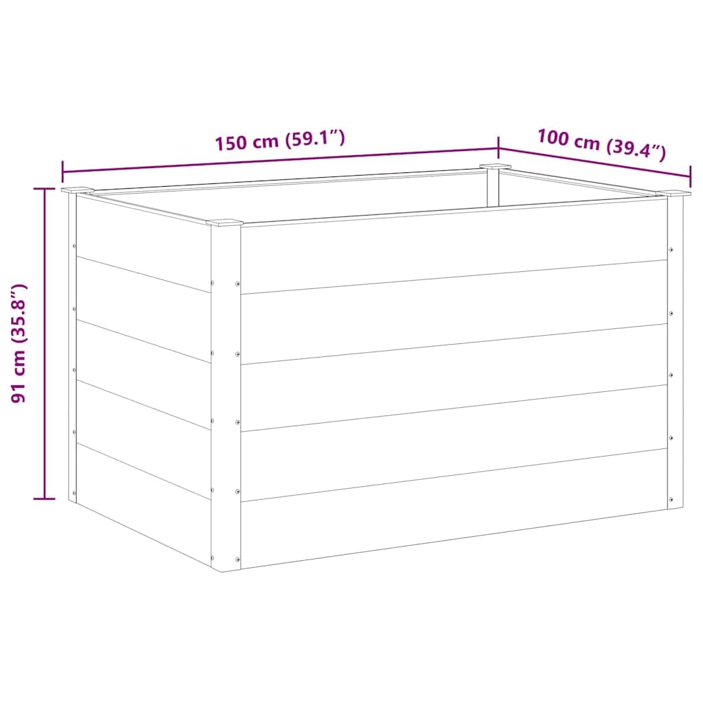 Letto Rialzato Giardino WPC Fioriera Orto Grigio 150x100x91 cm | Fioriera da esterno con pareti rinforzate in acciaio e fondo aperto, ideale per coltivare piante sul terrazzo.