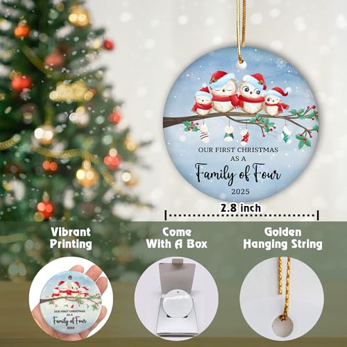 Image of First Christmas As Family of 4 Ornament 2025 - New Parents Ornament