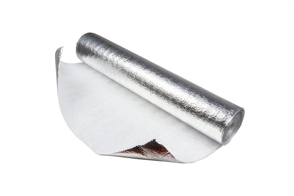Marco Paul 10m x 60cm Radiator Reflective Foil Insulation Roll Large Heat Reflective Sheet with Adhesive Pads Energy Efficient Radiator Reflector Foil Silver Bubble Wrap Insulation