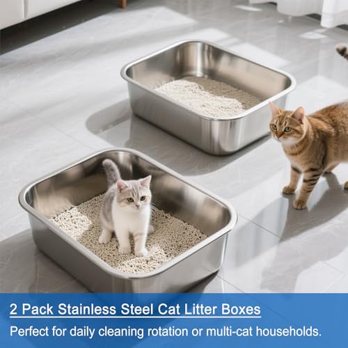 Arenero metálico para gato 2 unidades 17.72x13.78x5.91 pulgadas miniatura 5